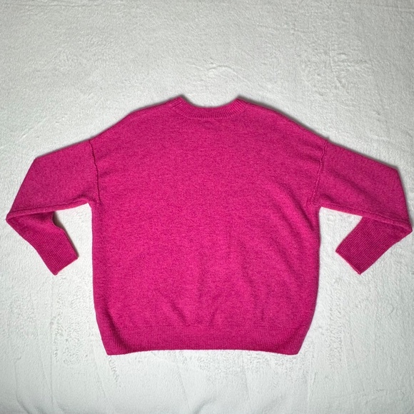 Vince Camuto Exposed Seam Crewneck Sweater Relaxed Fit Bright Pink Size XS/S - Picture 9 of 15